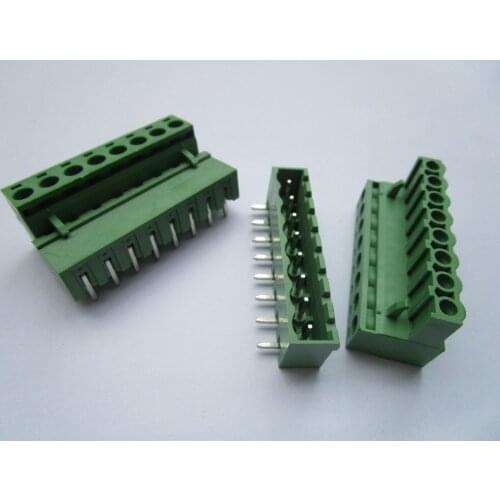 Close Angle 8 pin/way Pitch 5.08mm Screw Terminal Block Connector Green Color Pluggable Type With Angle pin 120 Pcs Per Lot