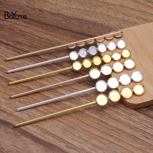 BoYuTe (5 Pieces/Lot) Fit 10MM 12MM Cabochon Stone Blank Hair Stick Base Diy Handmade Hair Accessories Wholesale