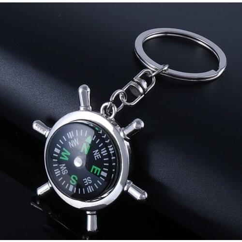 Vintage Compass with Beer Opener Key Chains Rings Mens Silver Color KeyChains Car Bag Pendant Keyring Key Holder Gift Jewelry