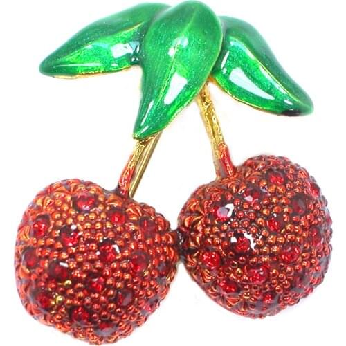 12pcs/lot Wholesale Fashion Brooch Rhinestone Enamel cherry brooches fruit brooch pin jewelry gift C102248
