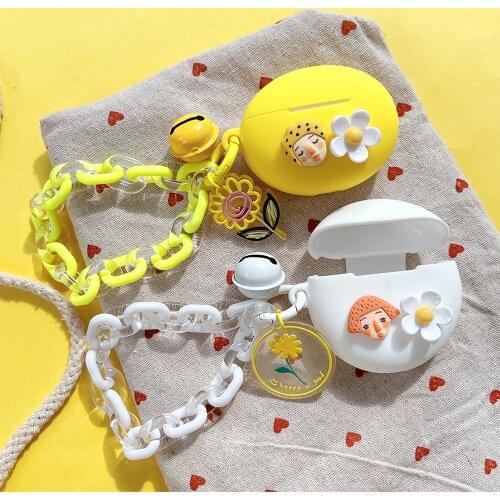 Cute Girl Flower Earphone Cover for Huawei Freebuds 4i Case TWS Wireless Headphone Charging Box Headset Silicone Case