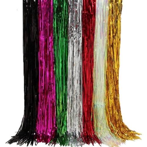 100*200cm 3pcs/lot Colorful Fringed Curtain Ribbon Streamers Shiny Curling Banner Wedding Happy Birthday Party DIY Decorations