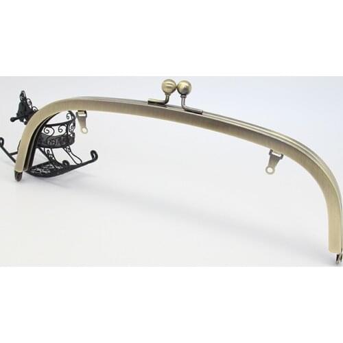 E370 24CM Arched Spherical Buckle Clasp Double ears No Hole Bronze Purse Frame DIY Kiss Lock Accessories