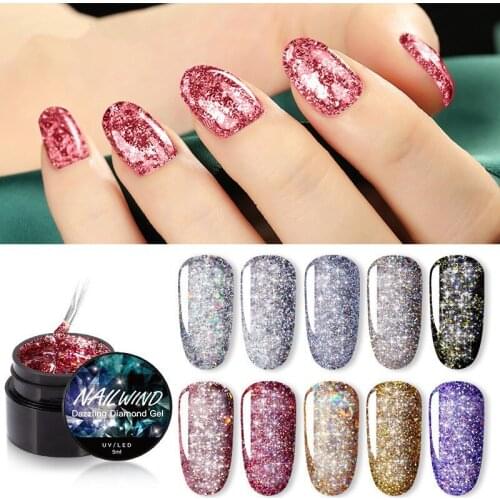 Gel Nail Polish Painting Glitter Diamond Dazzling Gel Nail Varnish Hybrid Semi Permanent Base For Top Manicure Nail Art
