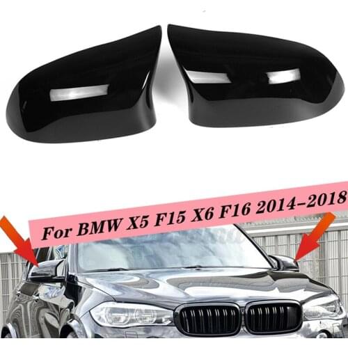 Glossy Black Replacement M Style Side Mirror Cover Caps For BMW X5 F15 X6 F16 2014-2018