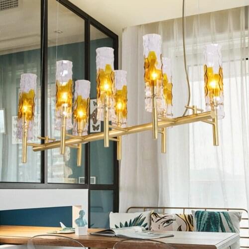 Postmodern copper chandelier Nordic light luxury creative living room dining room lamp American villa duplex staircase lamp