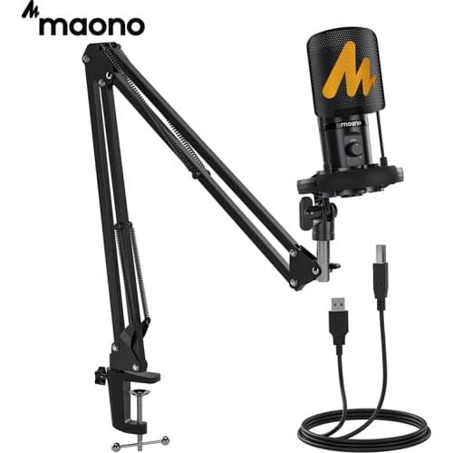 MAONO USB Microphone Professional Condenser Computer Mic with Gain PoP Filter Shock Mount for Podcasting Gaming Recording PM461