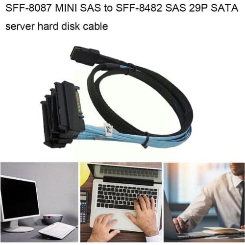 Mini SAS 36Pin SFF 8087 To 4 SAS 29P SFF-8482 With Drive Cord Power Splitter Connector SATA Hard Wire 100cm Line J8I0
