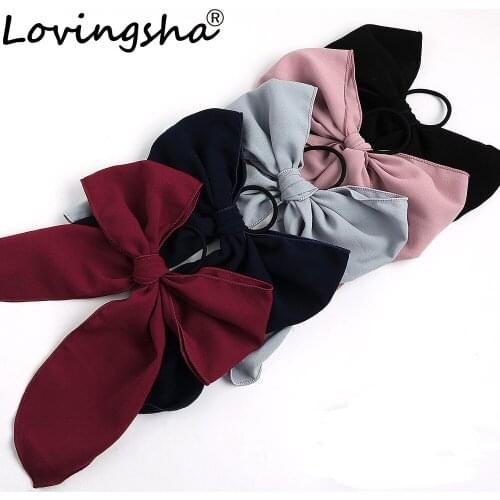 LOVINGSHA Fashion Bow Hair Accessories For Women Brand Female Hair Tie Lady Scrunchies Girl Ponytail Hair Holder Rope FC127