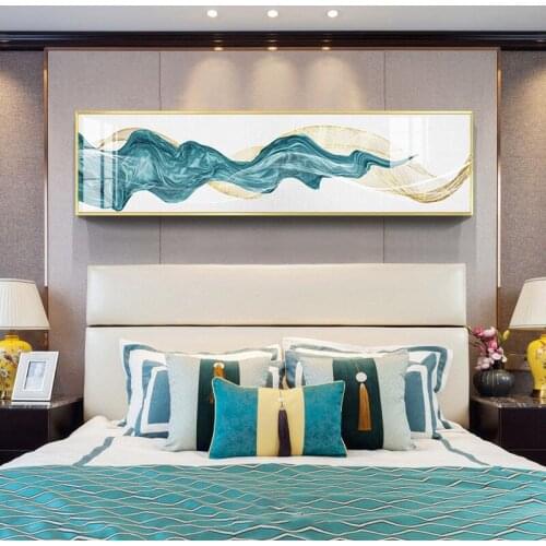 Marble Abstract Picture Print Wall Art Canvas Painting Chinese Green White Golden Poster Turquoise Office Decor Living Room Home