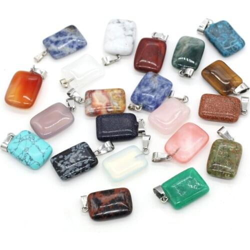 2pcs Natural Agates Necklace Pendant Rectangular Shape Pendant for Making DIY Jewelry Necklace Pendant Size 15x25mm