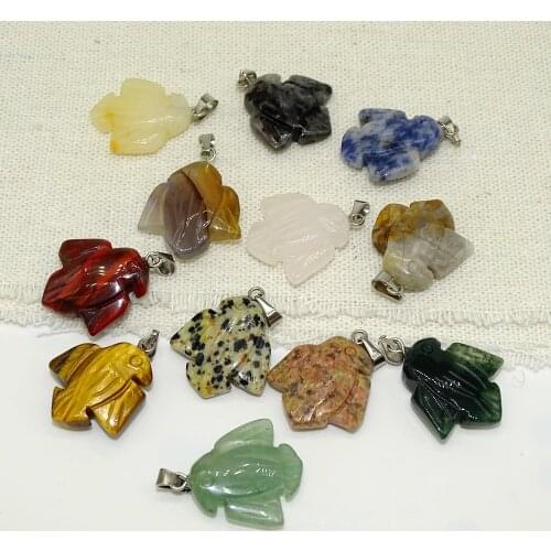 Natural carved Colorful stone bird fashion Pendants necklaces for jewelry making