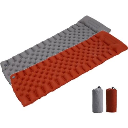 Outdoor Travel Mat Portable Nylon Single Airbag Inflation Picnic Camping Air Mattress Moisture-Proof Sleeping Pad With Pillow