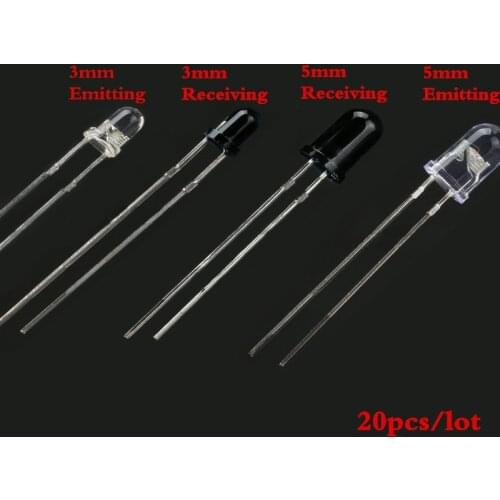 20pcs LED 3mm 5mm 940nm IR Infrared Emitting Receiving Diode Round Tube Light Flame Sensor for Smart Car