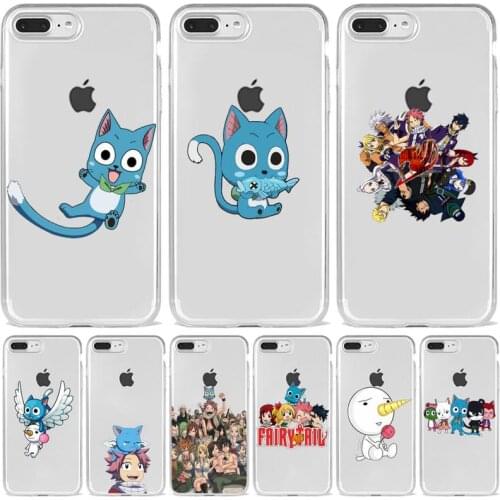 Manga Fairy Tail Happy Cute cat Anime Phone Case Transparent soft For iphone 5 5s 5c se 6 6s 7 8 11 12 plus mini x xs xr pro max