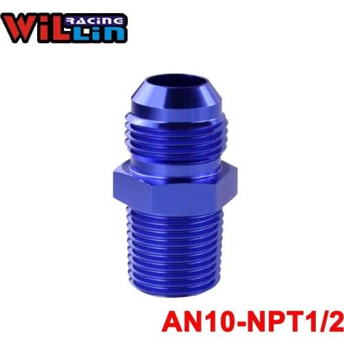 WILLIN - (AN10-NPT1/2) AN10 to 1/2 NPT Straight Adapter Flare Fitting auto hose fitting Male Blue/Black