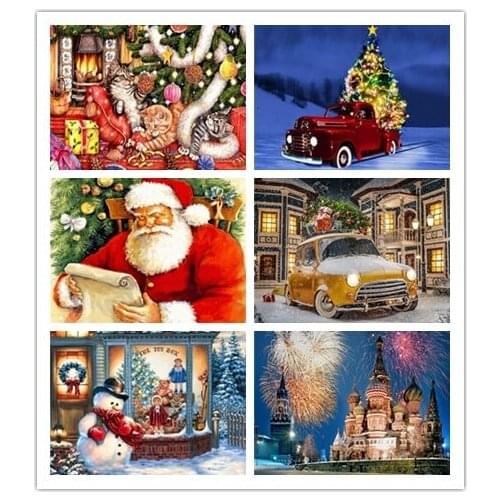 Christmas decorations Full round Diamond 5D DIY Diamond Painting Embroidery Cross Stitch Rhinestone Mosaic Painting Christmas
