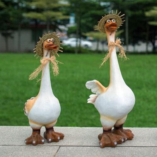 Outdoor Gardening Simulation Animal Decoration Resin Cartoon Duck Ornaments Courtyard Park Figurines Crafts Garden Furnishings