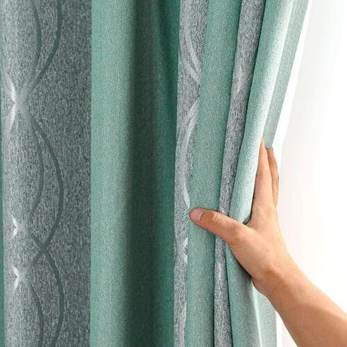 Dreamwood 2021 Hot Sale Modern Green Striped Blackout Curtain For Living Room 2 Colors Available Thickening Bedroom Curtains