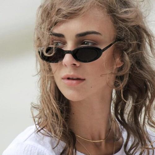 Retro Small Oval Sunglasses Women Vintage Brand Shades Black Red Color Sun Glasses For Female Fashion Designer Lunette