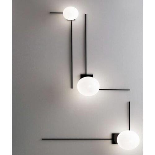 Modern White Glass Metal LED Wall Lamp Minimalist Art Line Design Living Room Restaurant Kitchen Wall Sconce Lighting