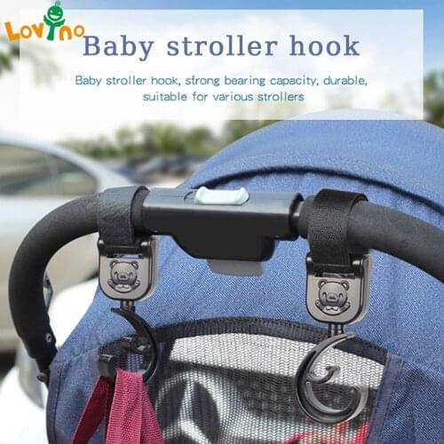 2pcs/ Baby Hanger Baby Bag Stroller Hooks Pram Rotate 360 Degree Baby Car Seat Accessories Stroller Cute bear hooking up