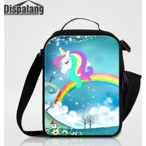 Girl Lovely Rainbow Unicorn Lunch Bags Thermal Insulated Small Food Lunch Box For Women Custom Lunch Sack Cooler Bag For School