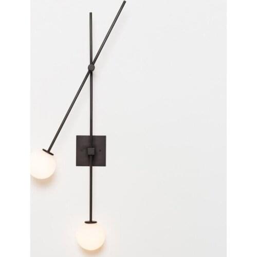 Minimalism post modern LED wall light lamp black golden iron glass ball global big wall lamp light sconce for foyer bedroom