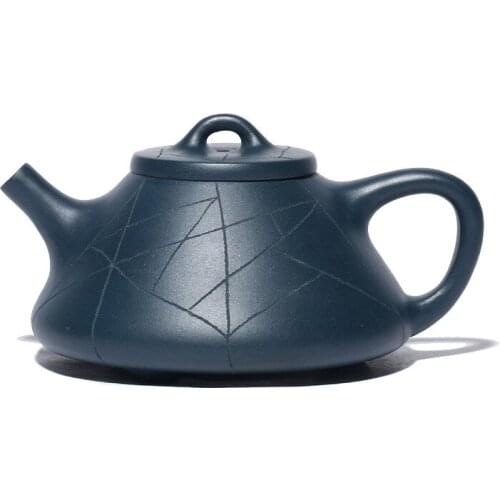 Yixing Purple Clay Teapot Full Handmade Famous Teapot Azure Mud Kaline Smelt Stone Scoop Pot Kung Fu Tea Set Household Teapot