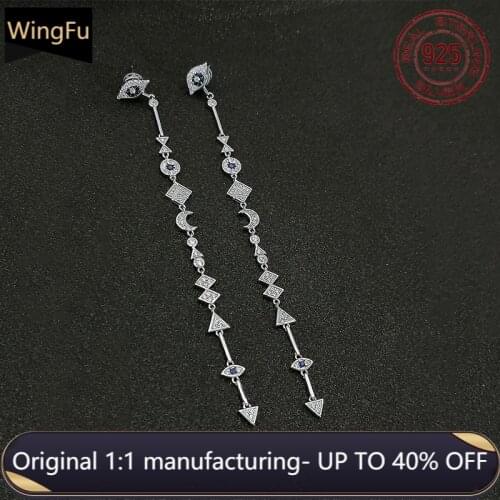 New April S925 Sterling Silver Earrings Evil Eye Geometric Long Pendant Earrings Luxury Brand Monaco Womens Jewelry Gift