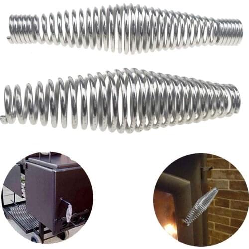 10PCS 14cm Stainless Steel BBQ Heavy Duty Spring Handle Barbecue Elasticity Steel Roll Smoker Grill Stove Pit Accessories