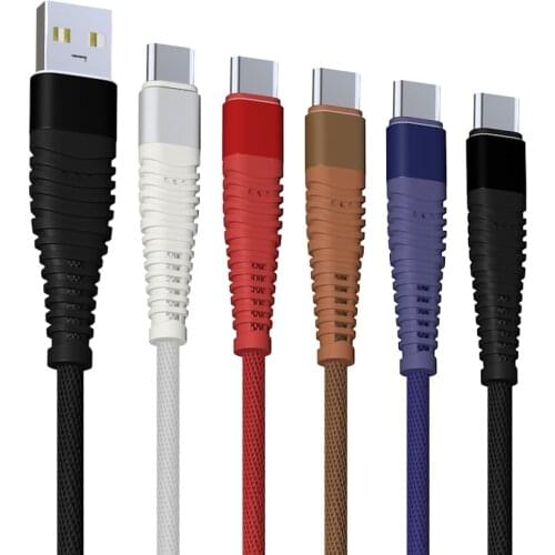 100pcs 1M 2M 3M 2.4A USB Cable fast Charger Cable micro USB/typeC/8PIN Charging Cable Data Nylon Braid Cables For iphone type-C