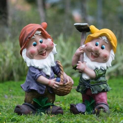 51-54CM SEVEN DWARFS GNOME STATUE FIGURINES FAIRY GARDEN DWARF LAWN YARD ART ORNAMENT FIBERGLASS CRAFTS HOME DECORATIONS R1991