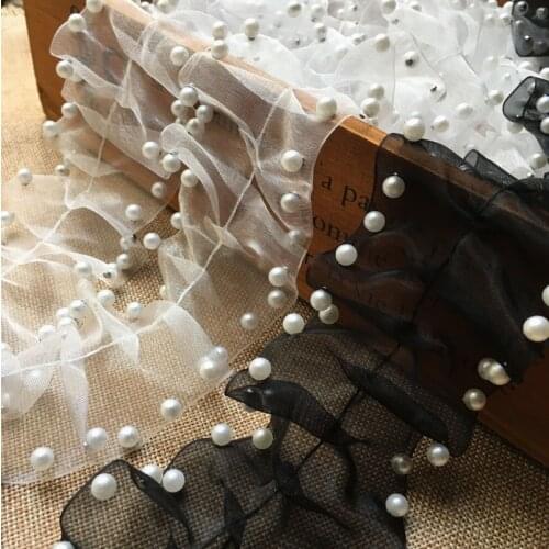 Beading accessories pleated lace organza clothes decoration wedding headdress curtain diy lace width 6cm