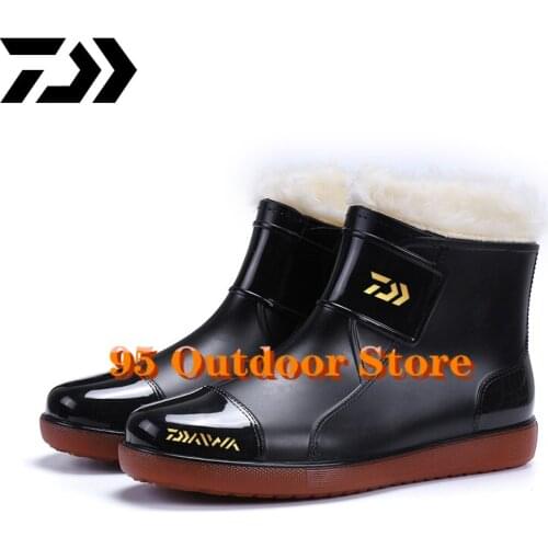Daiwa Rain Boots Mens Rubber Boots Fishing Water-proof Rainboots Anti-skid Colorful Unisex Ankle Boots Light Water Shoe Flat He