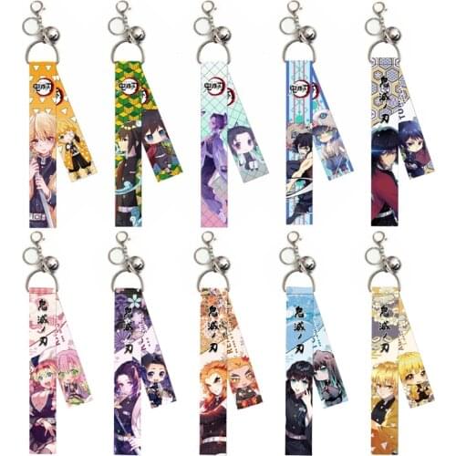 Anime Demon Slayer Kimetsu No Yaiba Rubber Keychain Key Ring Race Straps Cosplay