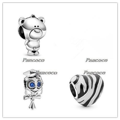 925 Sterling Silver Charm Wise Owl Graduation Charm Bead Fit Women Pandora Bracelet & Necklace Diy Jewelry