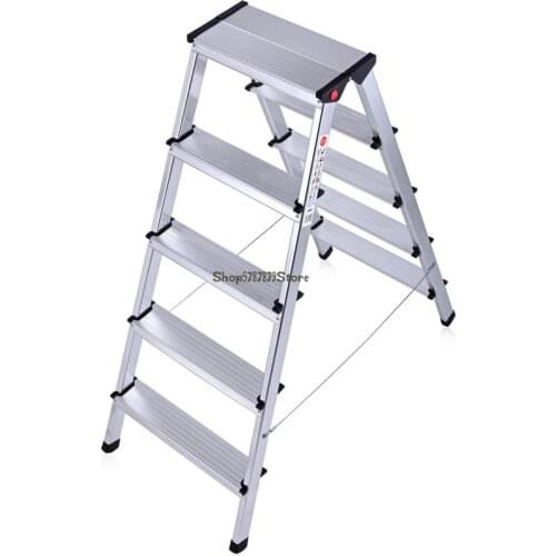 Household Folding Ladder Aluminum Alloy 70-90 Step Herringbone Ladder Thick Double Side Engineering Ladder Multi Function