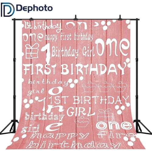 Dephoto 1st Birthday Backdrops for Photography Girl Party Pink Board Photo Background Baby Shower Photo Booth