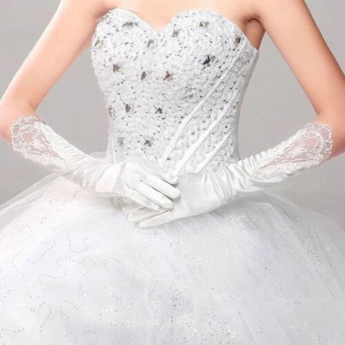 Bride Full Finger Long White Gloves Fashion Wedding Dress Accessories Lace Glove Party Cosplay Props