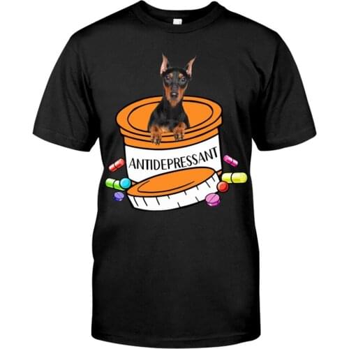 Cotton T-Shirt Fashion Summer Animal Black Doberman Dog Cotton Tshirt Printed Harajuku Casual Shirt Tops Funny Cotton Black Tees