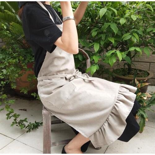 Pastoral style tenderness fishtail cotton apron anti-fouling smock home baking floral painting clothes multi-color