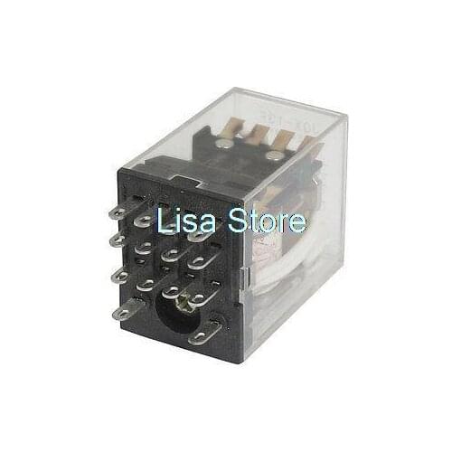 JQX-13F MY4 DC 24V Coil Red LED General Purpose Power Relay 4PDT 14-Pin