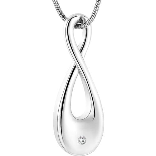 K001 Infinity Cremation Jewelry for Ashes Crystal Pendant Stainless Steel Keepsake Memorial Urn Necklace for Men Women