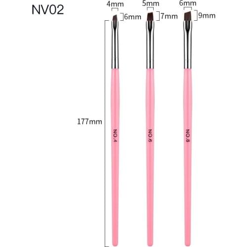 3Pcs Acrylic Nail Extension Powder French Brushes 3D Stripe Liner Tips Manicure Ultra-thin Line Drawing Pen UV Gel Painting Tool