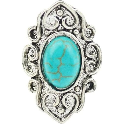 2017 Resin Ring For Women Antique Silver Oval Resin Fashion Brand Carving Vintage Jewelry