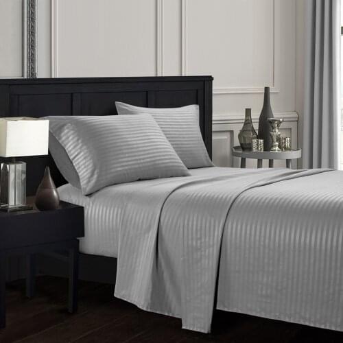 Stripe Embossing Solid Color Bedding Set Soft Cozy Fitted Bed Sheet Pillowcase Set Breathable Skin-friendly Queen King Bedspread