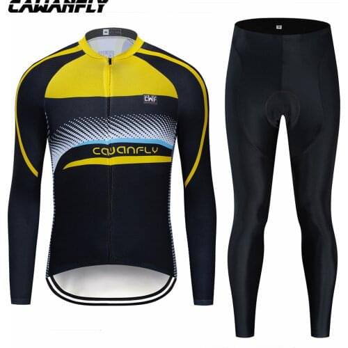 CAWANFLY Cycling Jersey Set Mens Style Long Cycling Clothing Sportswear Outdoor MTB Ropa Ciclismo Bike Breathable Pants Black
