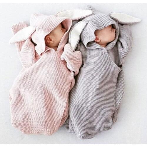 Fashion Baby Blankets Envelope for Newborns Baby Covers Rabbit Ear Swaddling Baby Wrap Photography Baby Girl Clothes