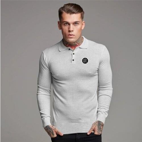 2020 Workout Brand Bodybuilding Polo Shirt Mens Clothing Casual Polo Shirts Breathable Sports Long Sleeve Fashion Mens Polos